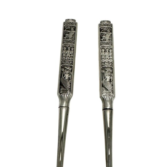 Hardanger KONGE TINN Pewter Norway Viking Norwegian Salad Serving Set - Picture 5 of 6